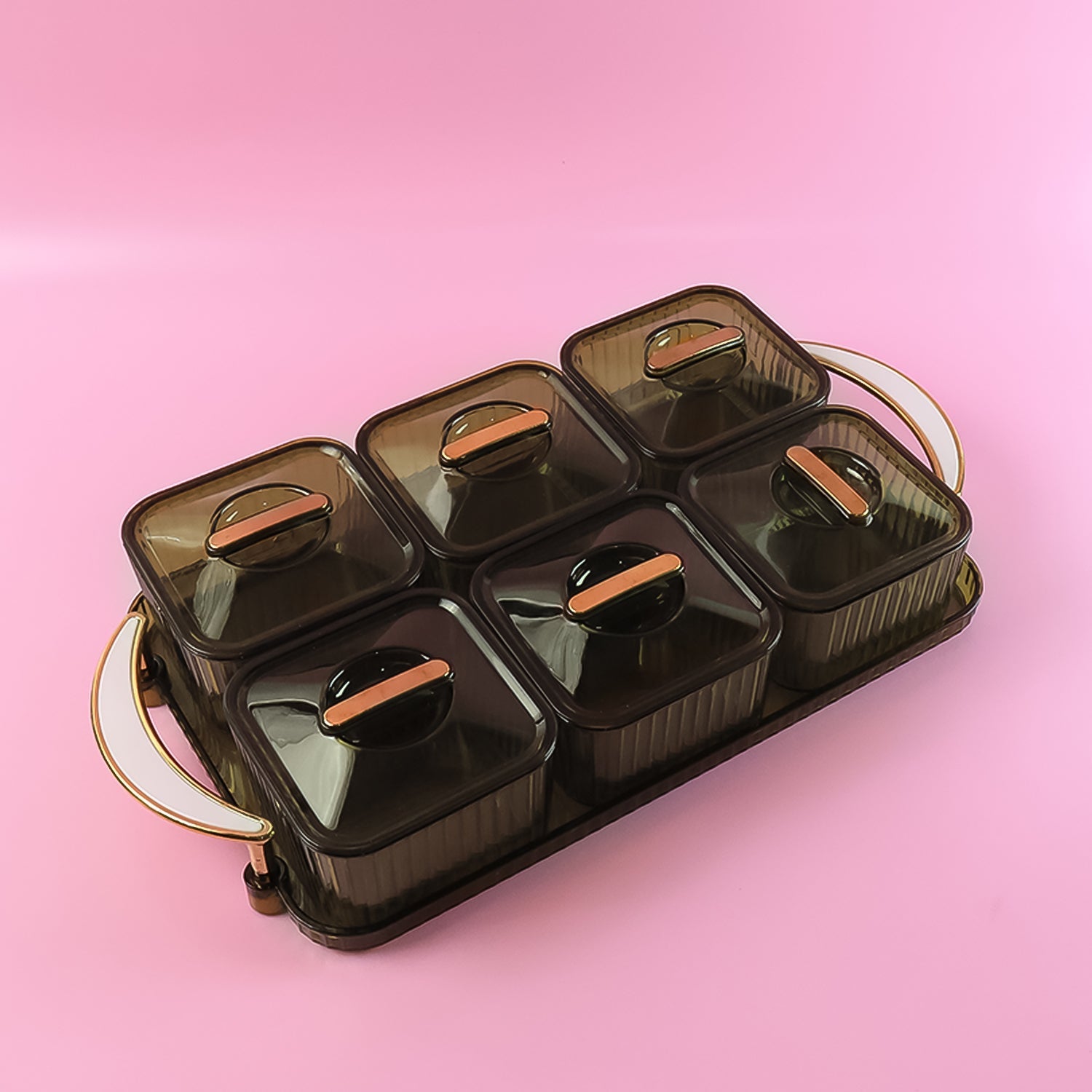 Liger Multipurpose Transparent Spice Jar Set with Tray and Lids 400ML Approx (6 Pc) Liger Multipurpose Transparent Spice Jar Set with Tray and Lids 400ML Approx (6 Pc)